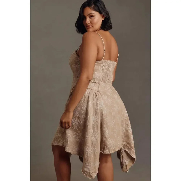 NWT By Anthropologie Corset Seamed Mini Dress Size Plus 1X Beige 9F408 - Picture 3 of 14